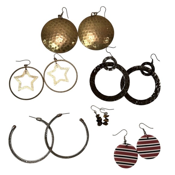 Large Casual Dangly Earrings Bundle of 6 Pair Everyday Earrings Lightweight - Picture 1 of 16